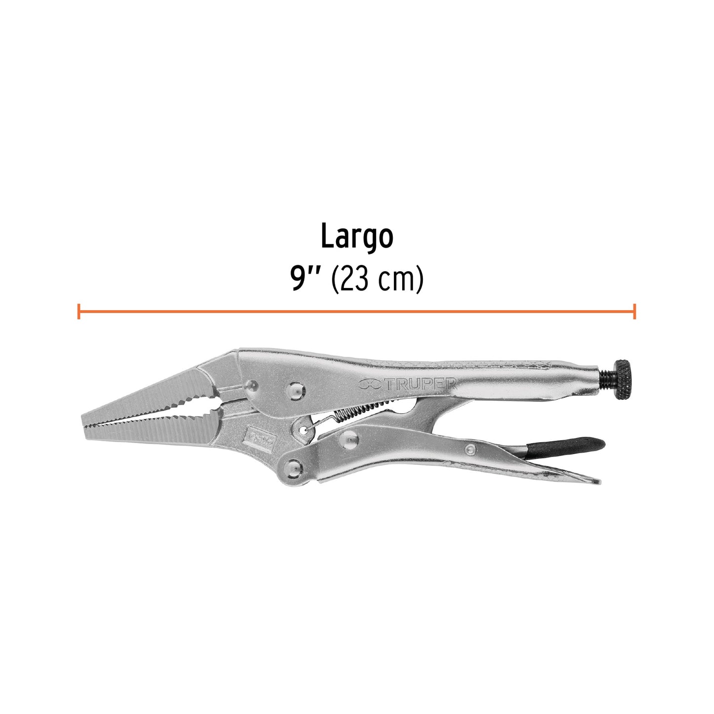 Pinza de presión 9", punta larga