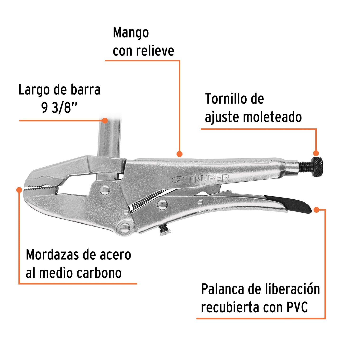 Pinzas de presión, tipo sargento, 8"