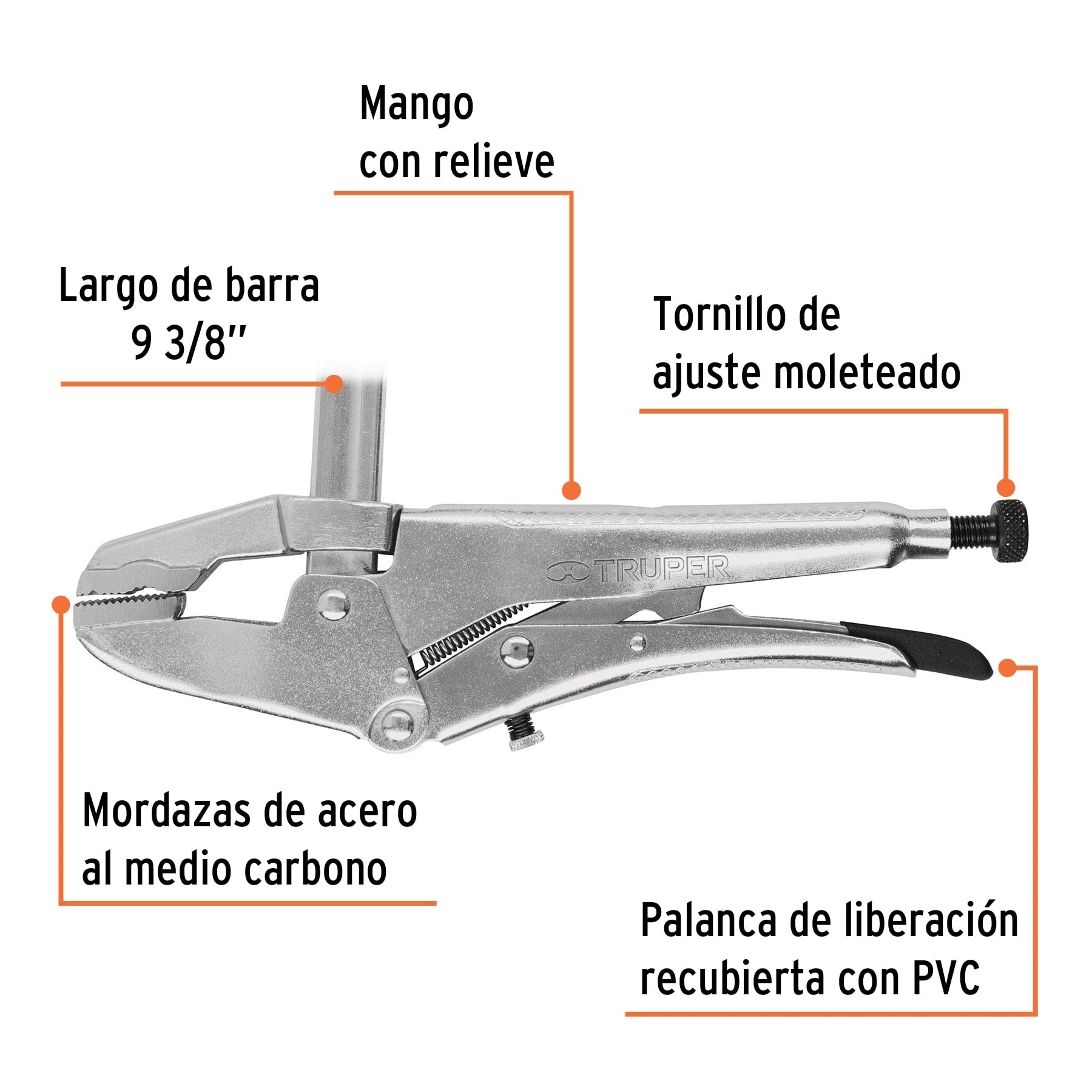 Pinzas de presión, tipo sargento, 8"