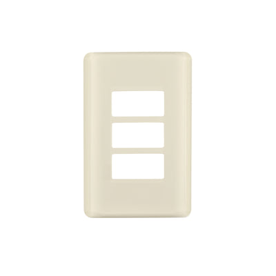 Placa 3 módulos, marfil, línea Volteck Basic