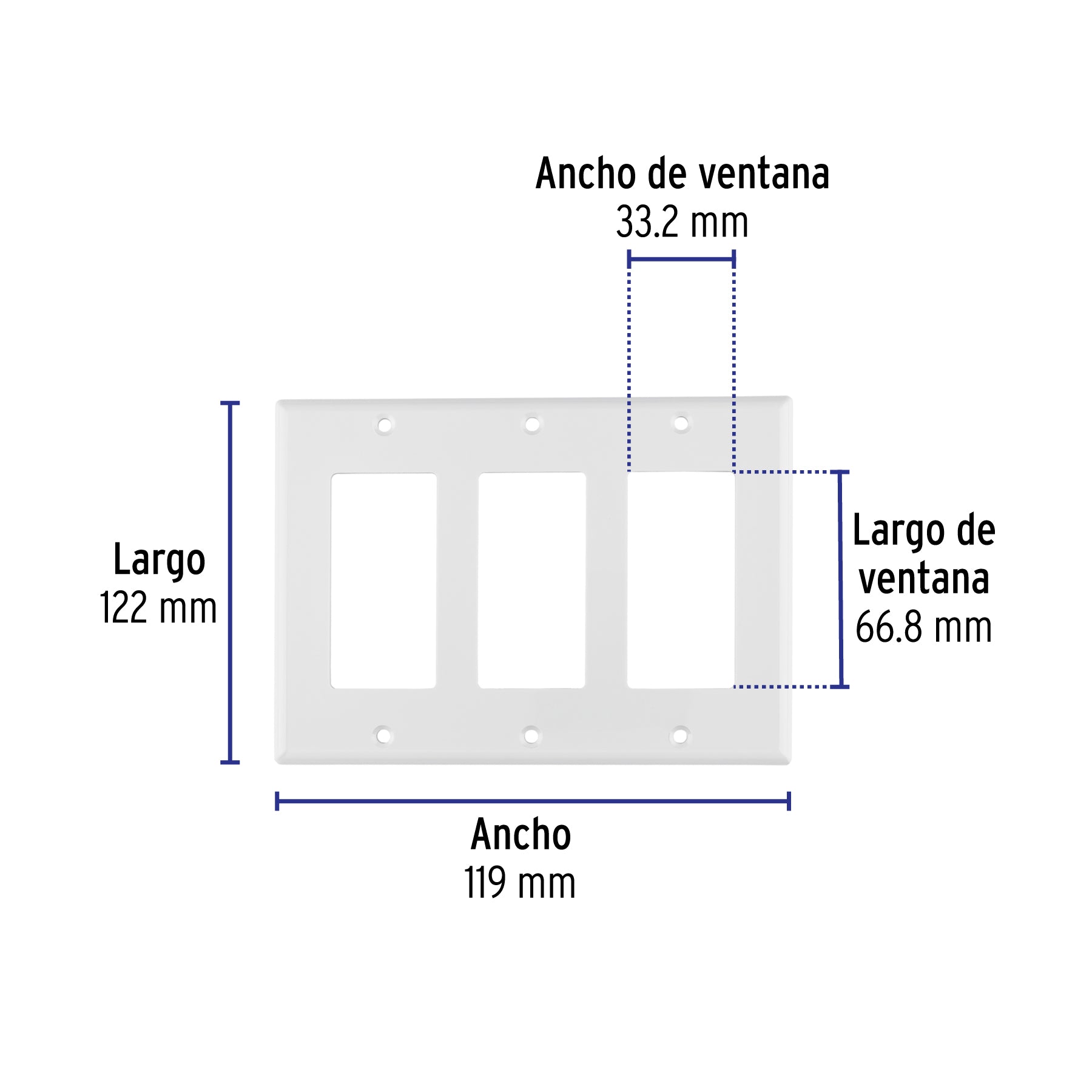 Placa 3 ventanas, de policarbonato, línea Classic