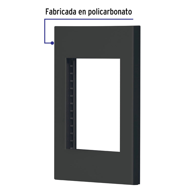 Placa 1 ventana, 3 módulos, línea Española, color negro