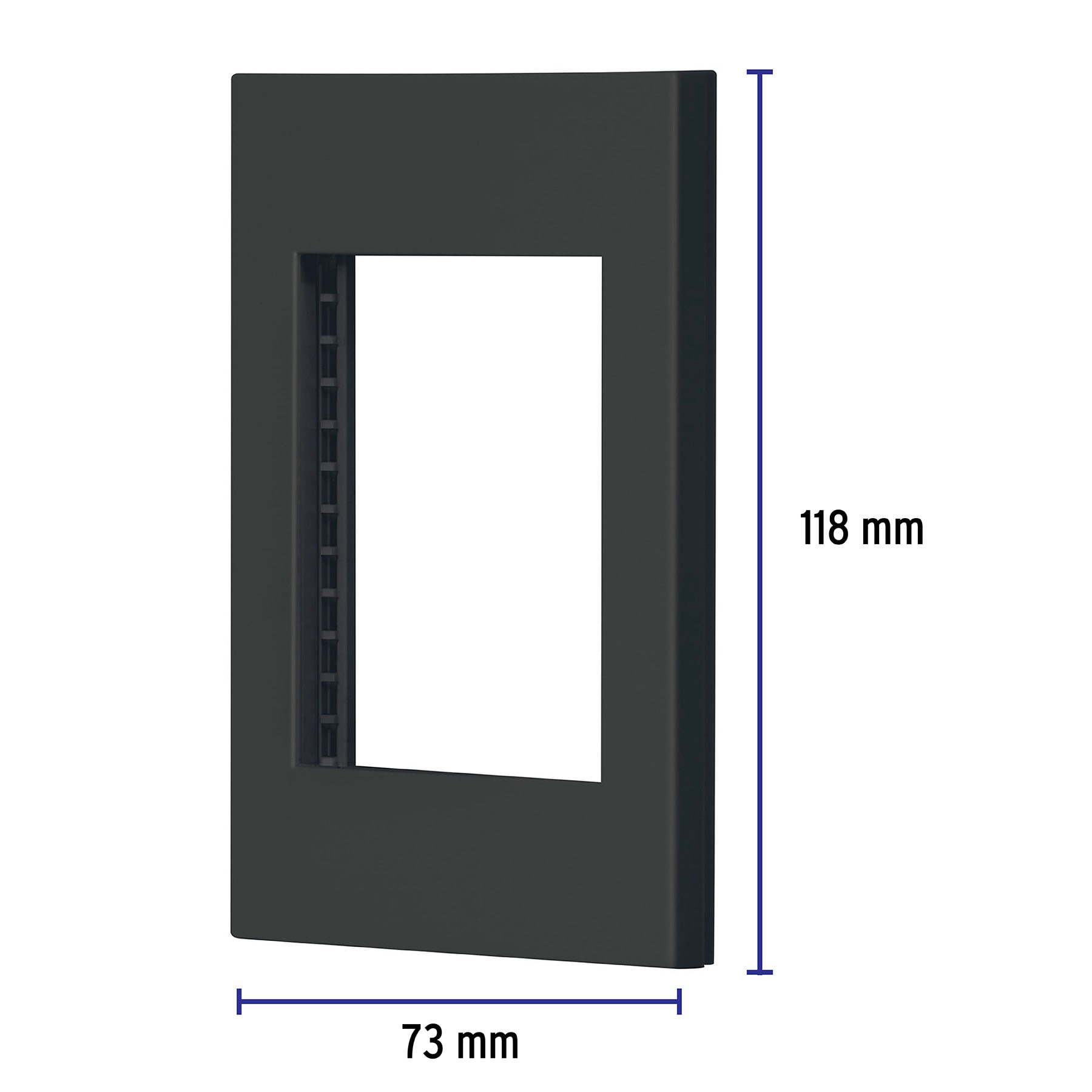 Placa 1 ventana, 3 módulos, línea Española, color negro
