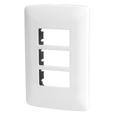 Placa 3 módulos de ABS, línea Italiana, color blanco