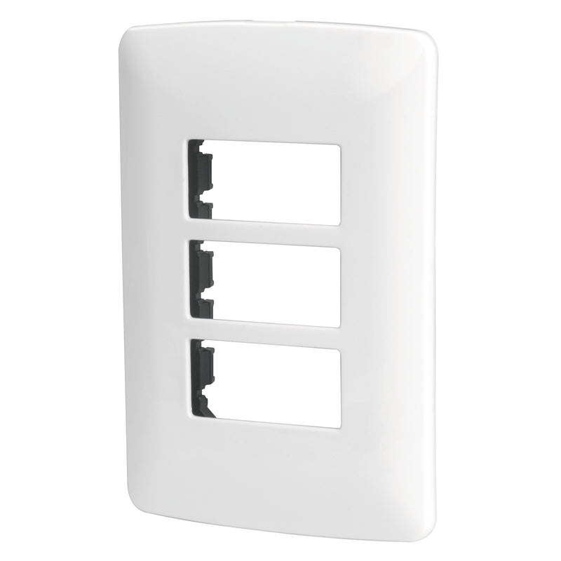 Placa 3 módulos de ABS, línea Italiana, color blanco
