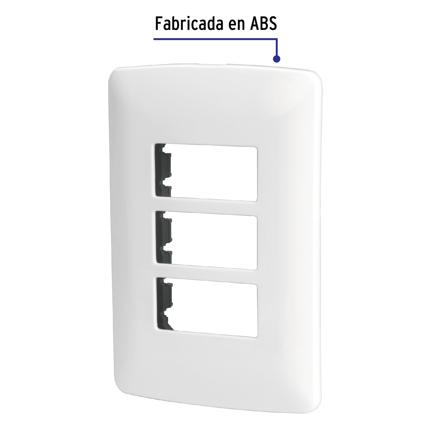 Placa 3 módulos de ABS, línea Italiana, color blanco