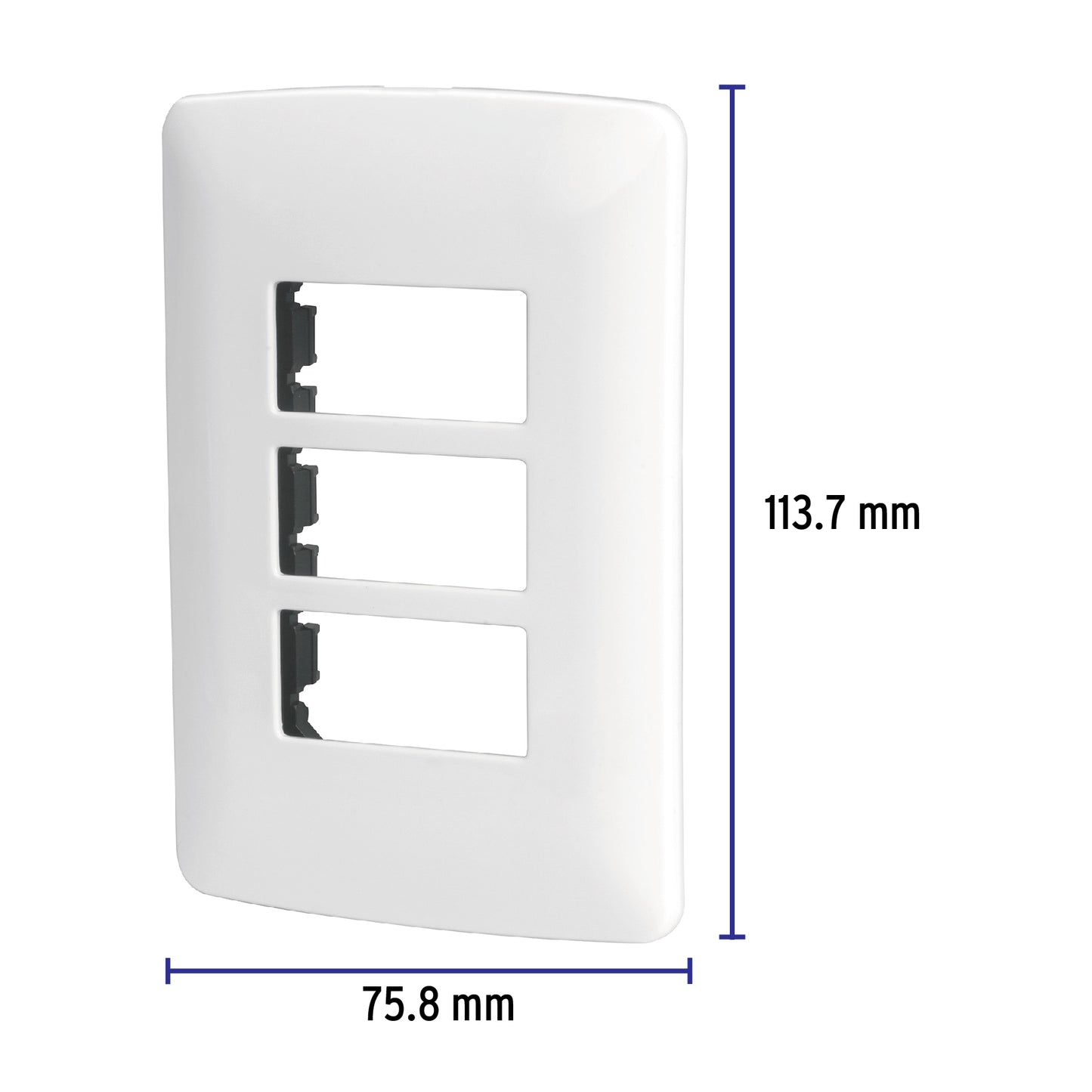 Placa 3 módulos de ABS, línea Italiana, color blanco