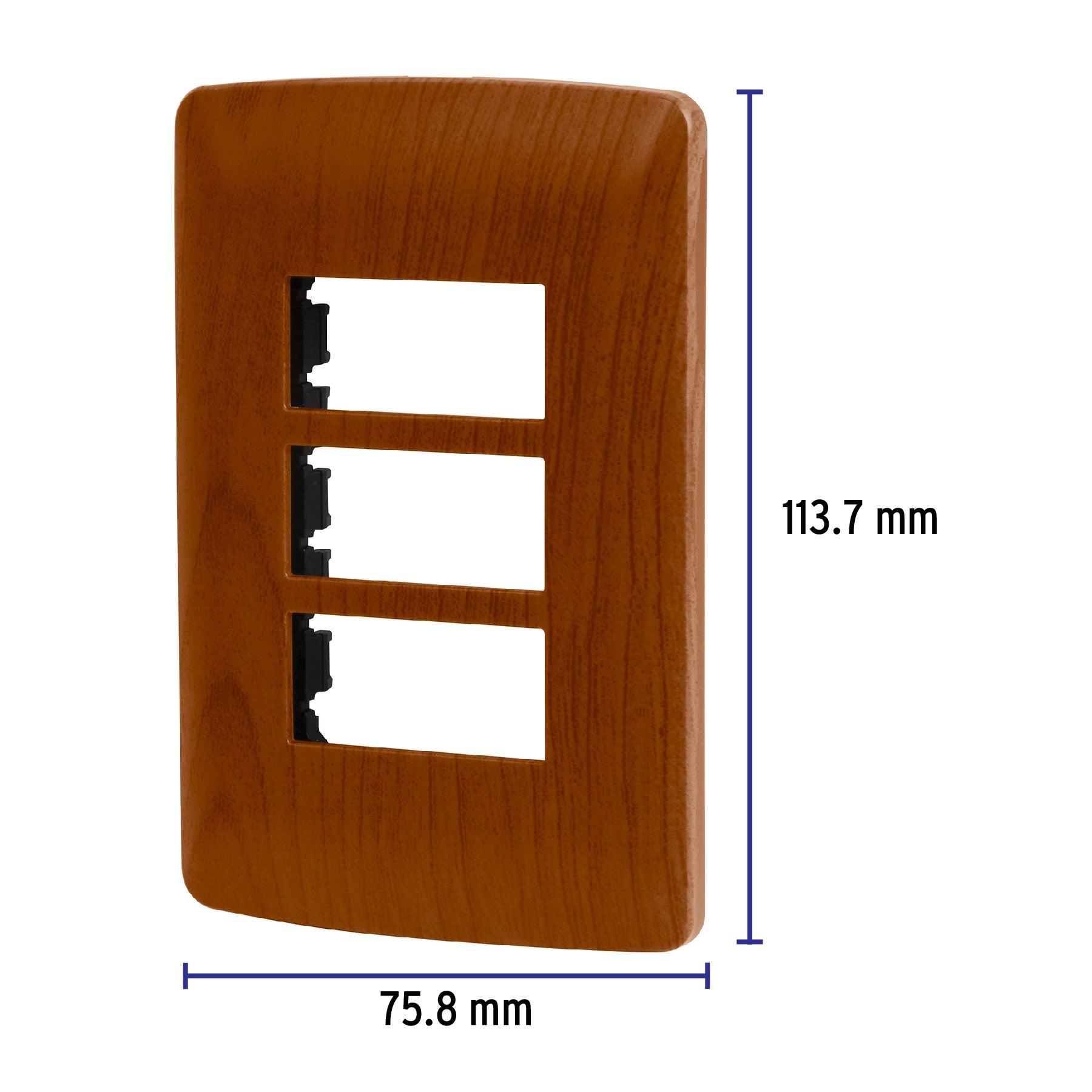 Placa 3 módulos de ABS, línea Italiana, acabado madera
