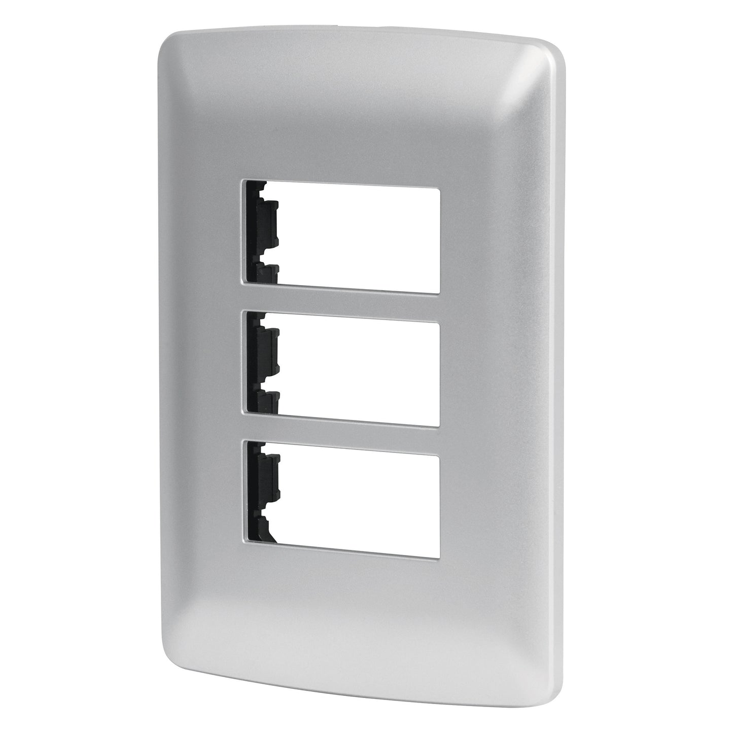 Placa 3 módulos de ABS, línea Italiana, color plata