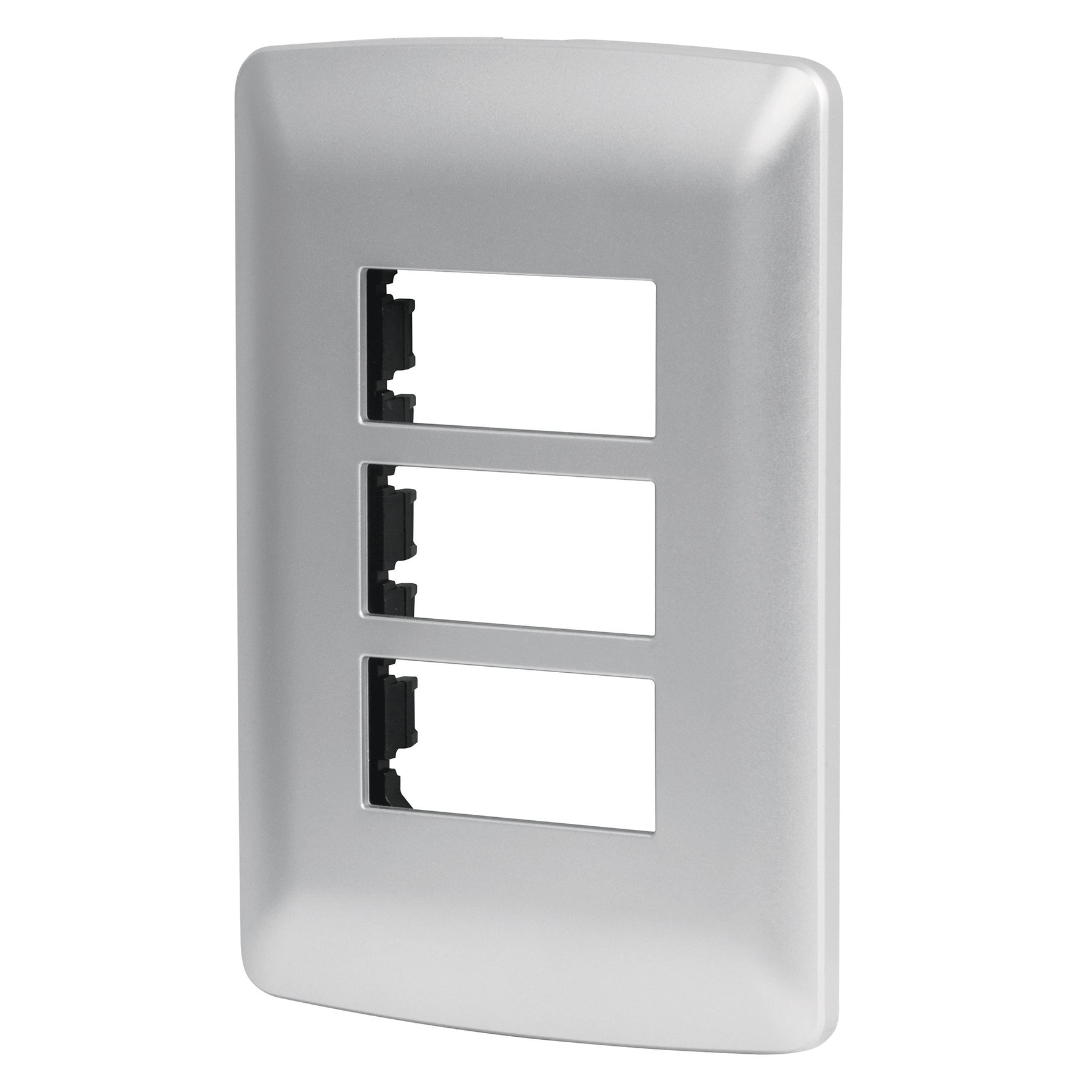 Placa 3 módulos de ABS, línea Italiana, color plata