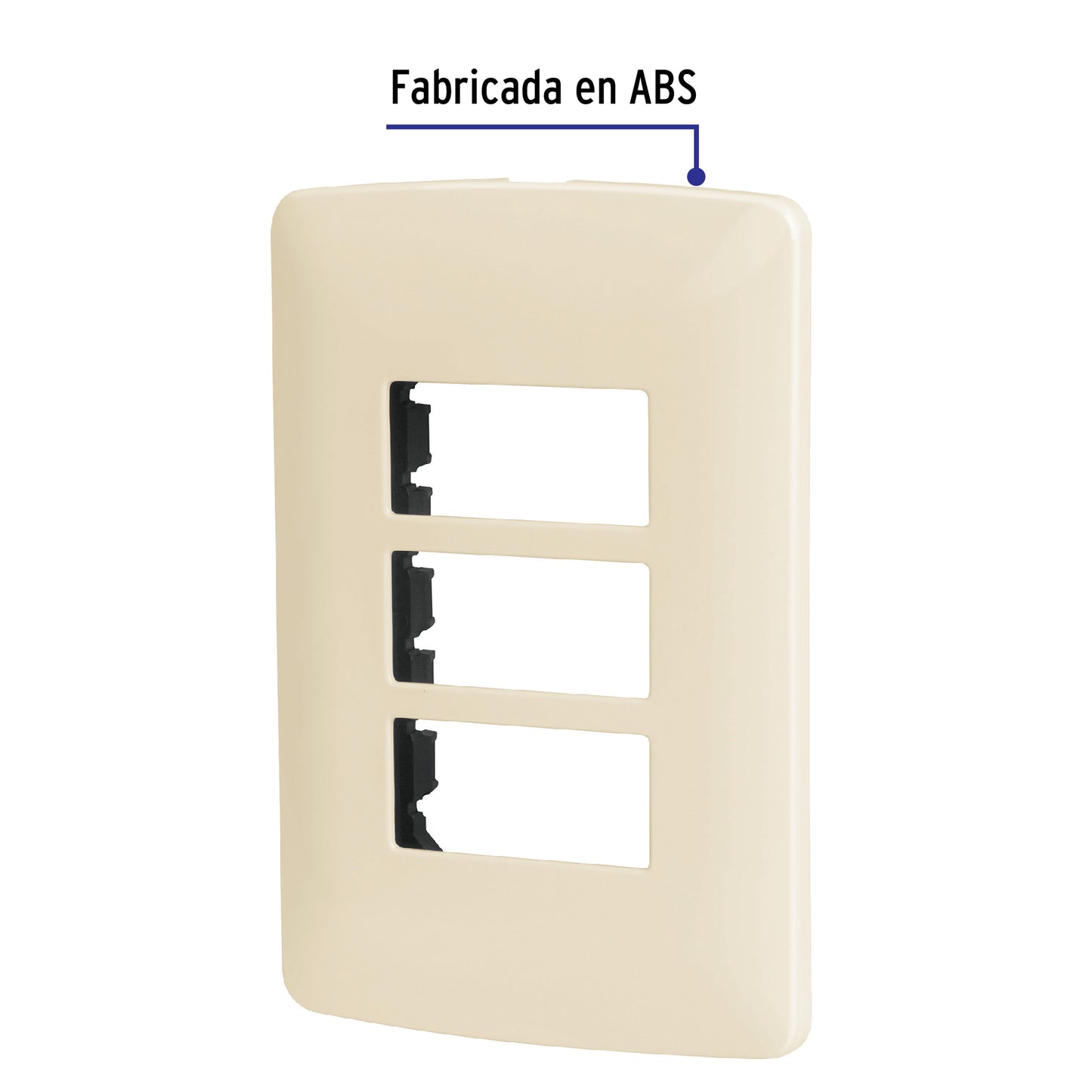 Placa 3 módulos de ABS, línea Italiana, color marfil