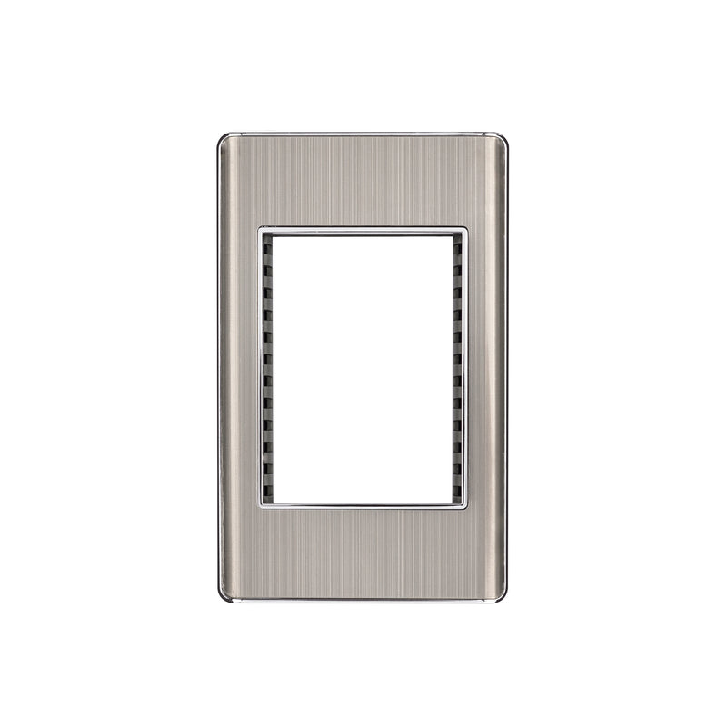 Placa de acero inox con 1 ventana 3 módulos, línea Lisboa