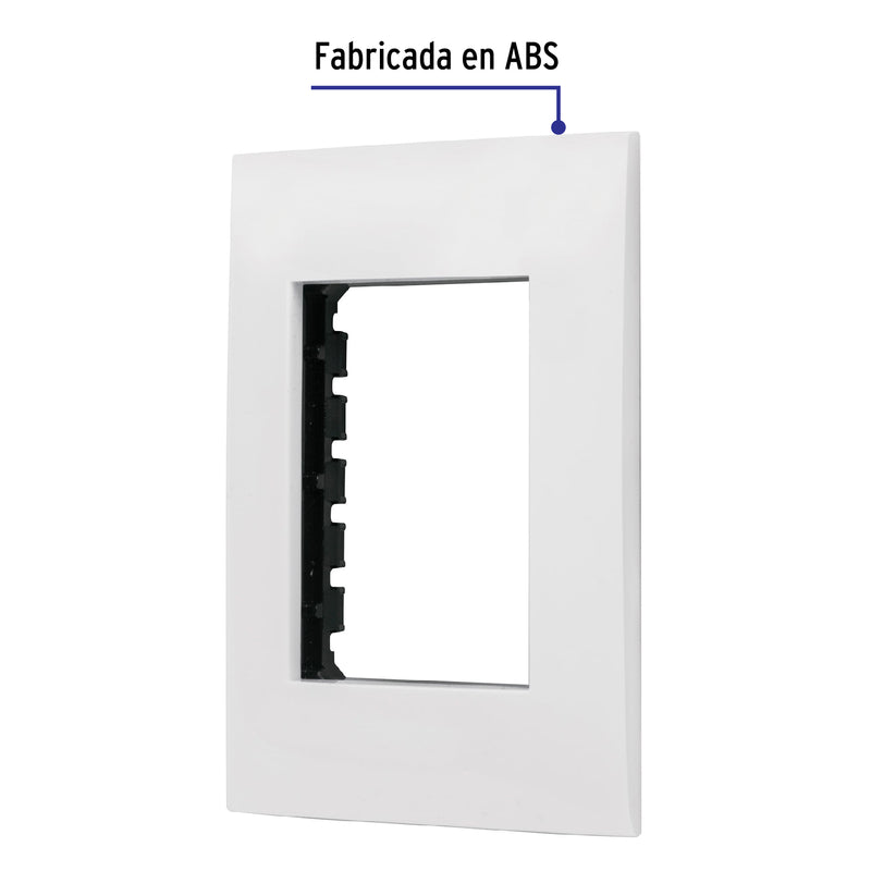 Placa 3 módulos de ABS, línea Oslo, color blanco
