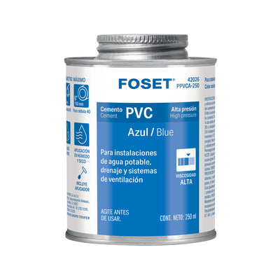Cemento azul para PVC, hasta 12", bote 250 ml