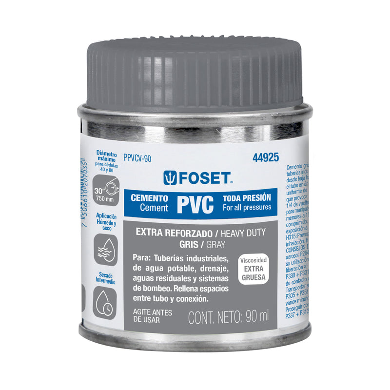 Cemento para PVC en bote de 90 ml, alta viscosidad, Foset