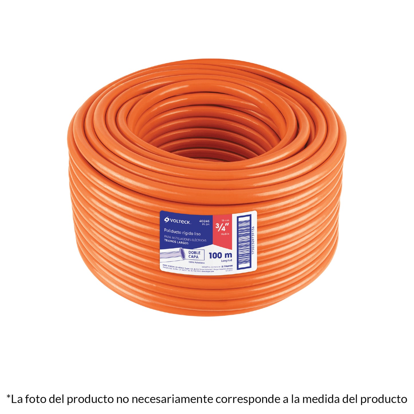 Metro de poliducto 1/2' rígido, rollo con 100 metros