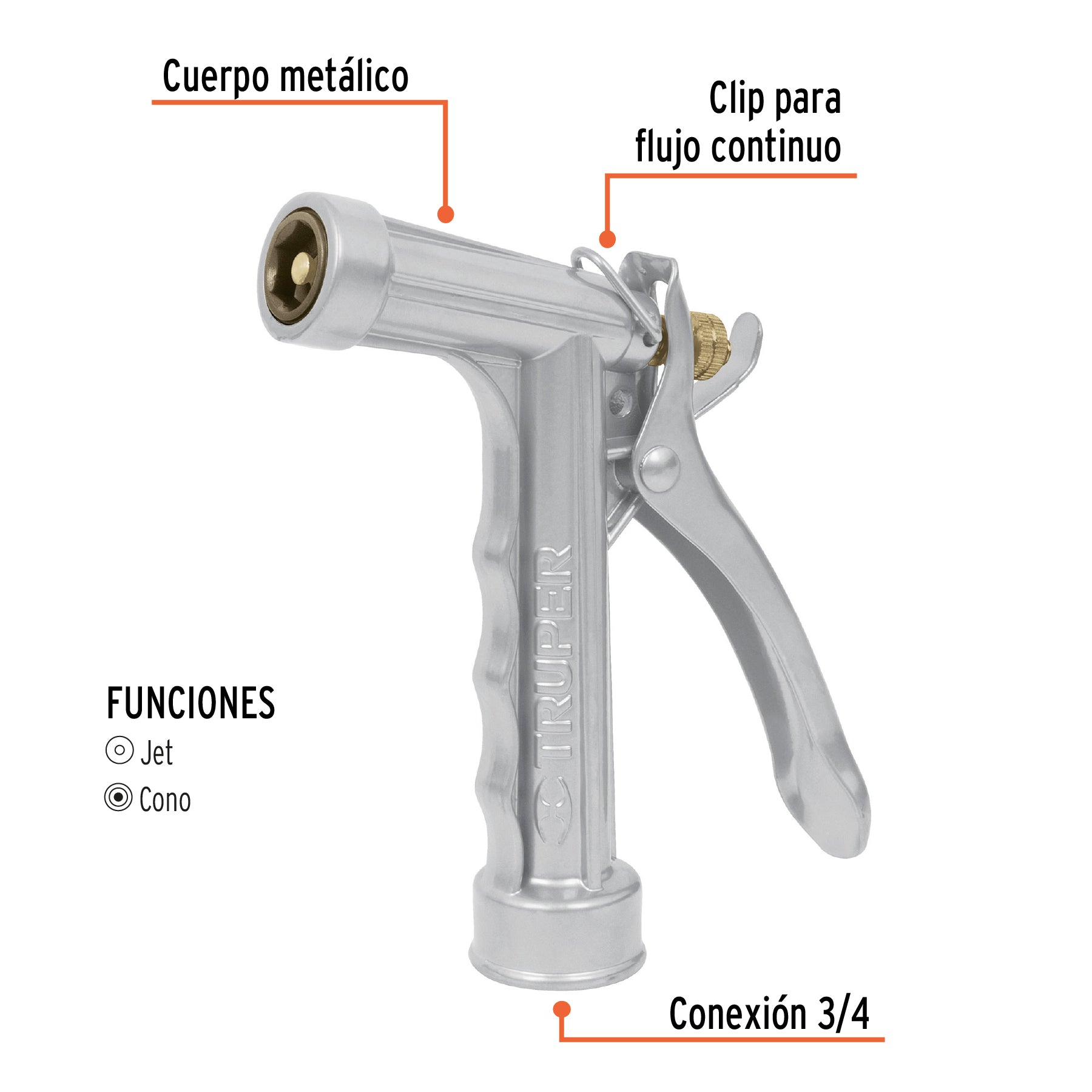 Pistola metálica reforzada 2 funciones