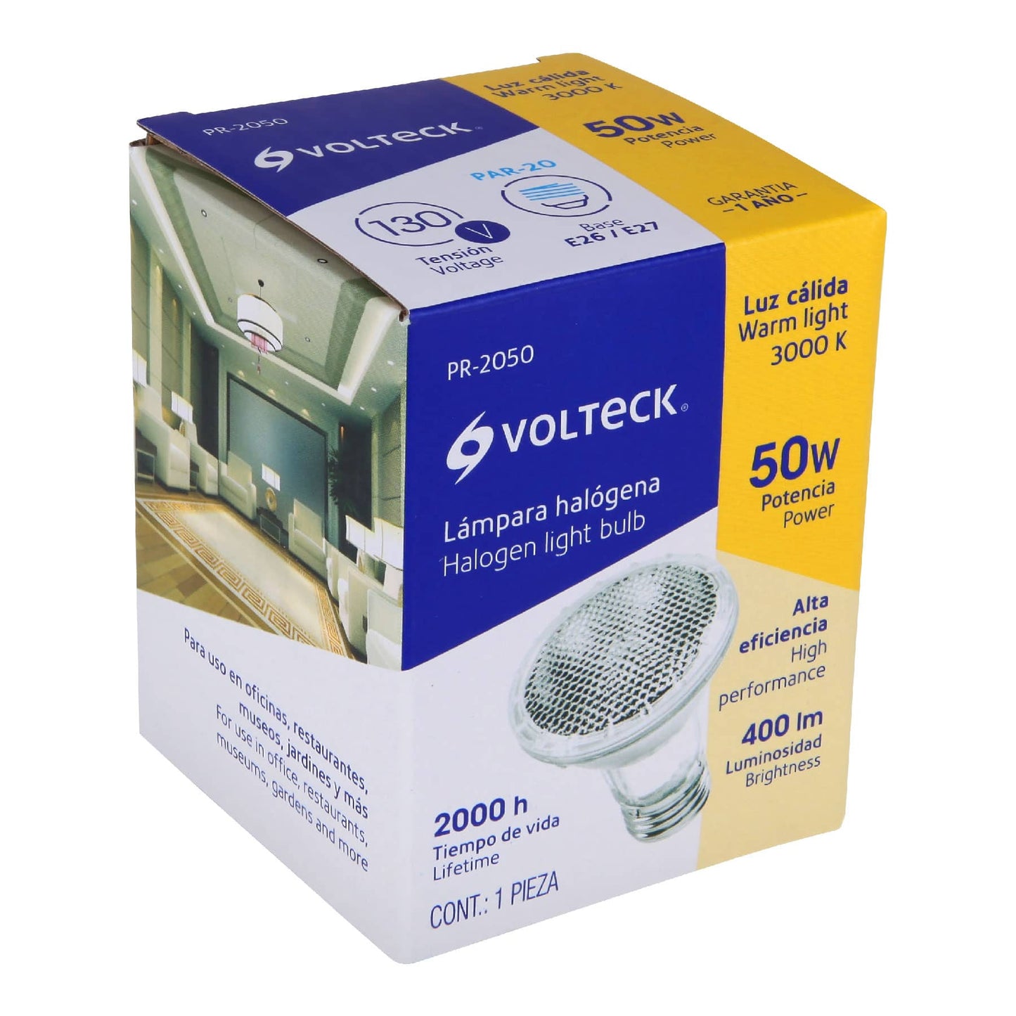 Foco de halógeno tipo PAR 20, 50 w, Volteck