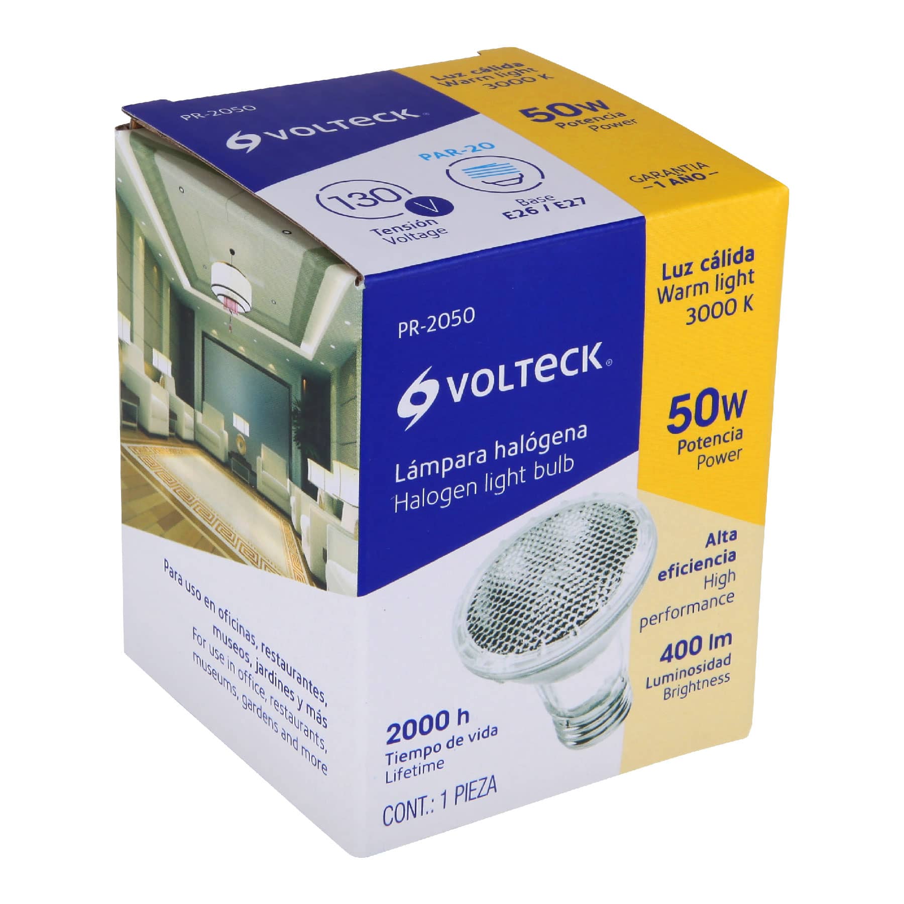Foco de halógeno tipo PAR 20, 50 w, Volteck