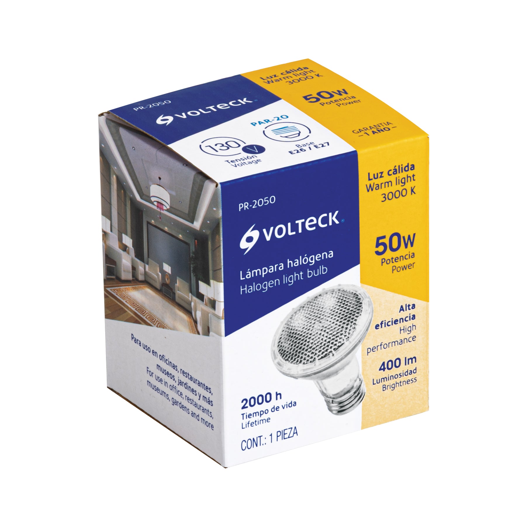 Foco de halógeno tipo PAR 20, 50 w, Volteck