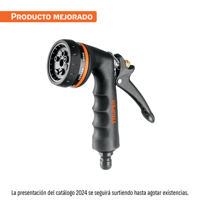 Pistola metálica 8 funciones con recubrim.