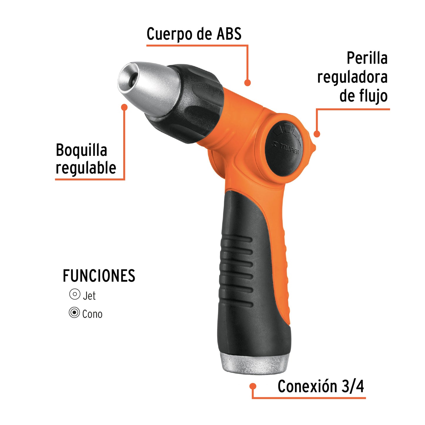 Pistola plástica con gatillo boq. Regulable