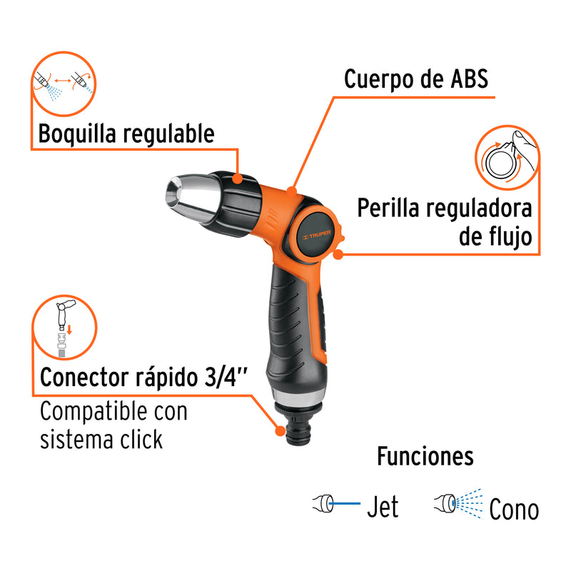 Pistola plástica con gatillo boq. Regulable