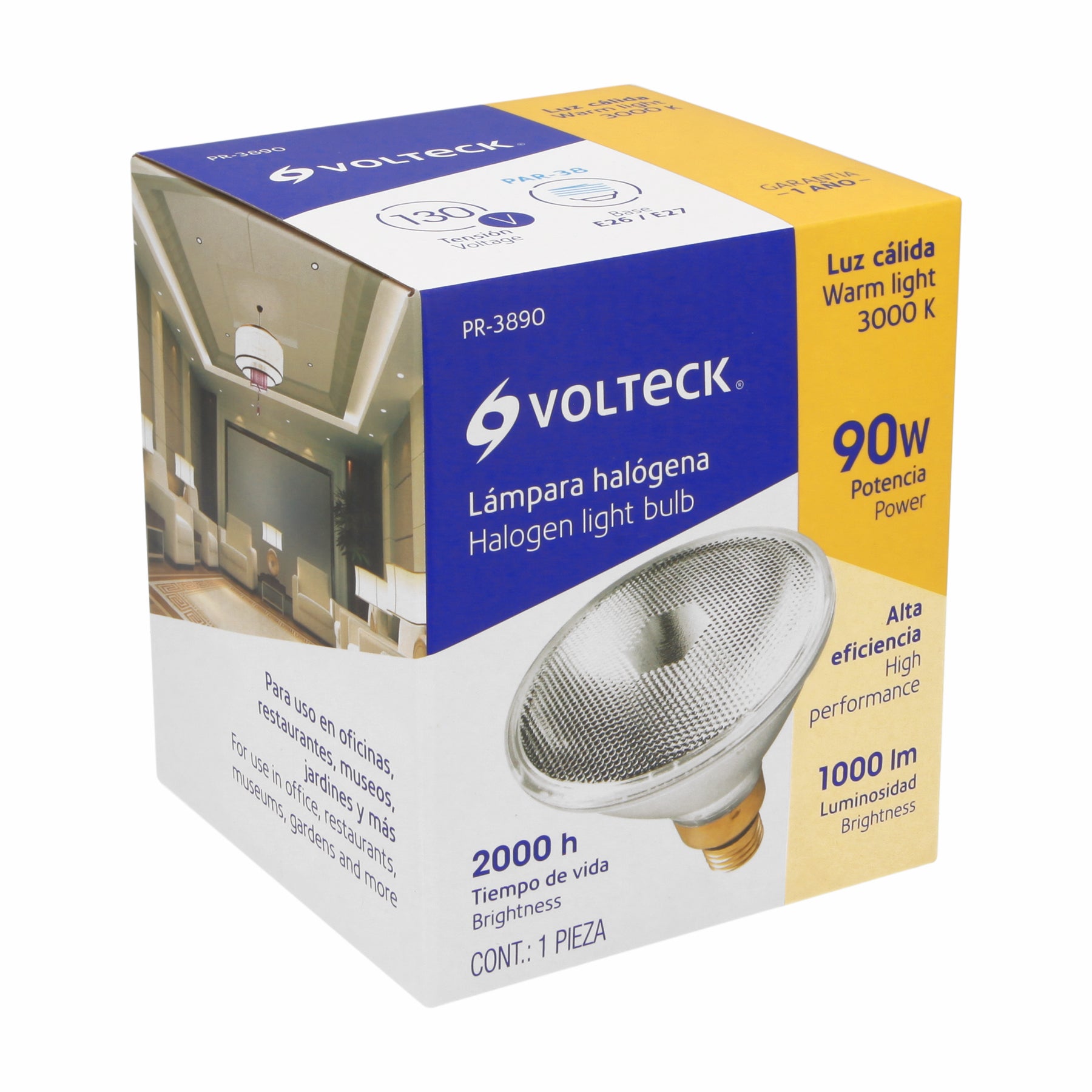 Foco de halógeno tipo PAR 38, 90 w, Volteck