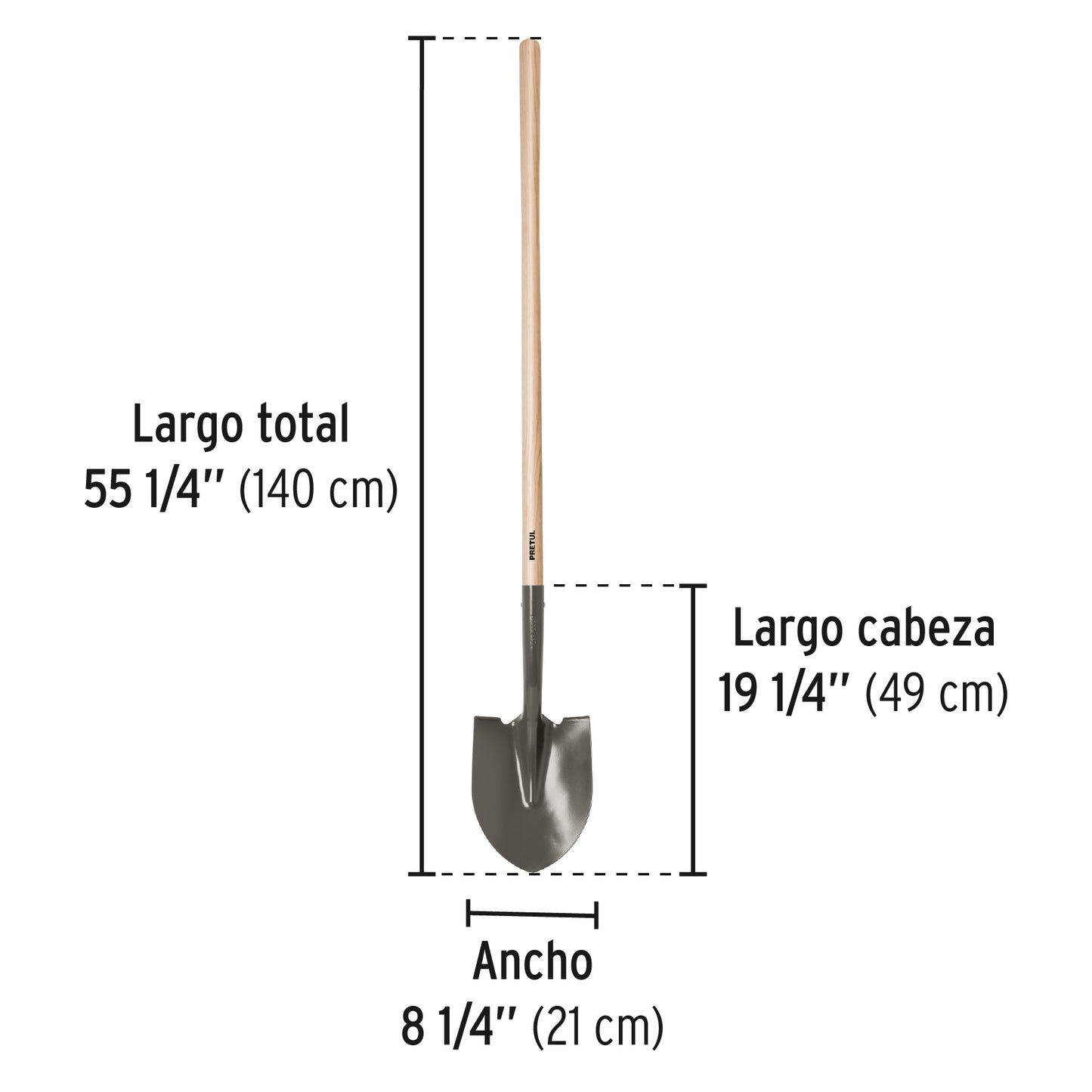 Pala redonda mango largo 44", pretul
