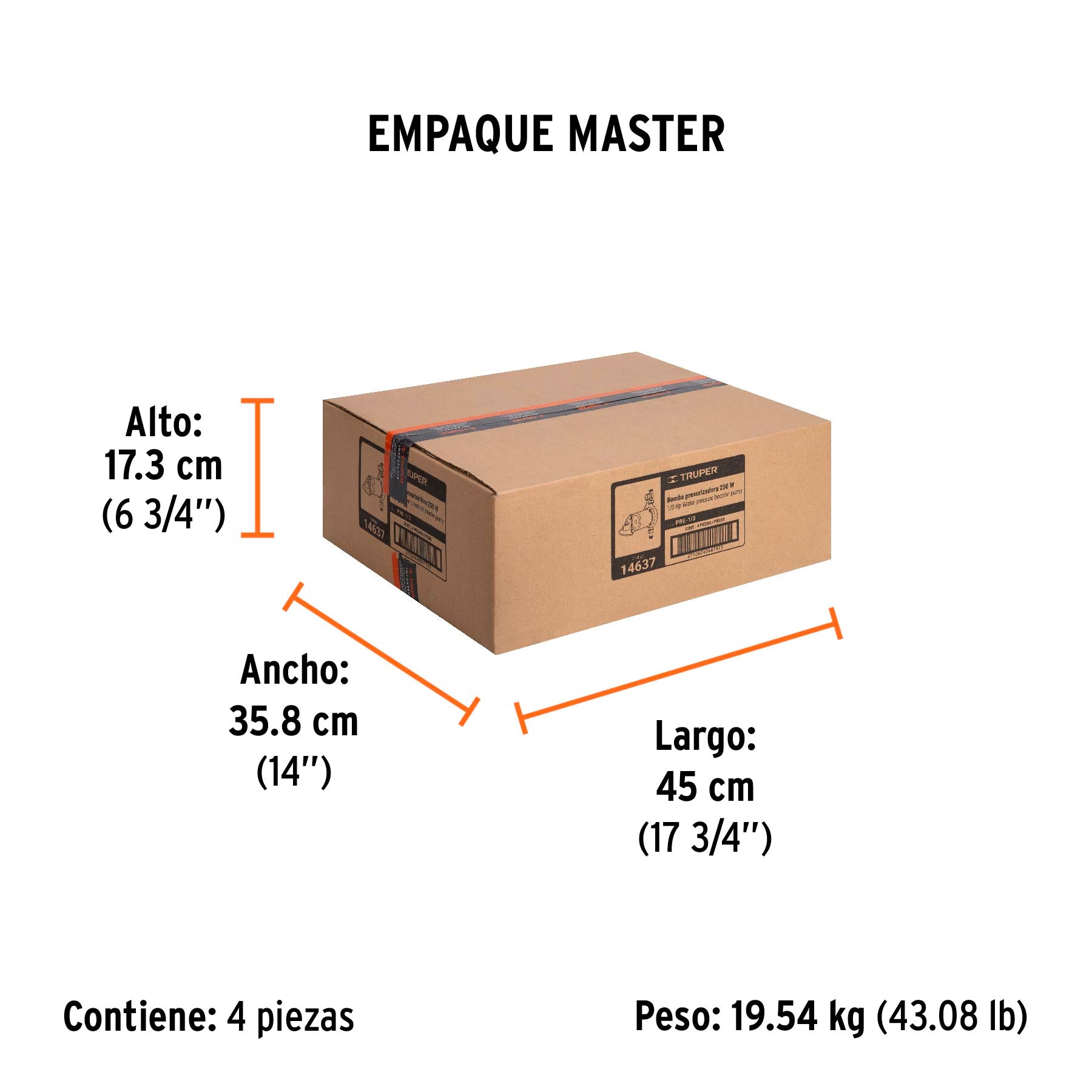 Bomba de agua con presurizador de 1/3 HP