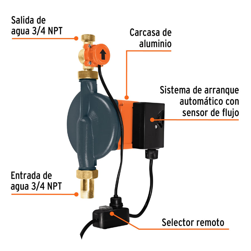 Bomba de agua con presurizador de 1/3 HP
