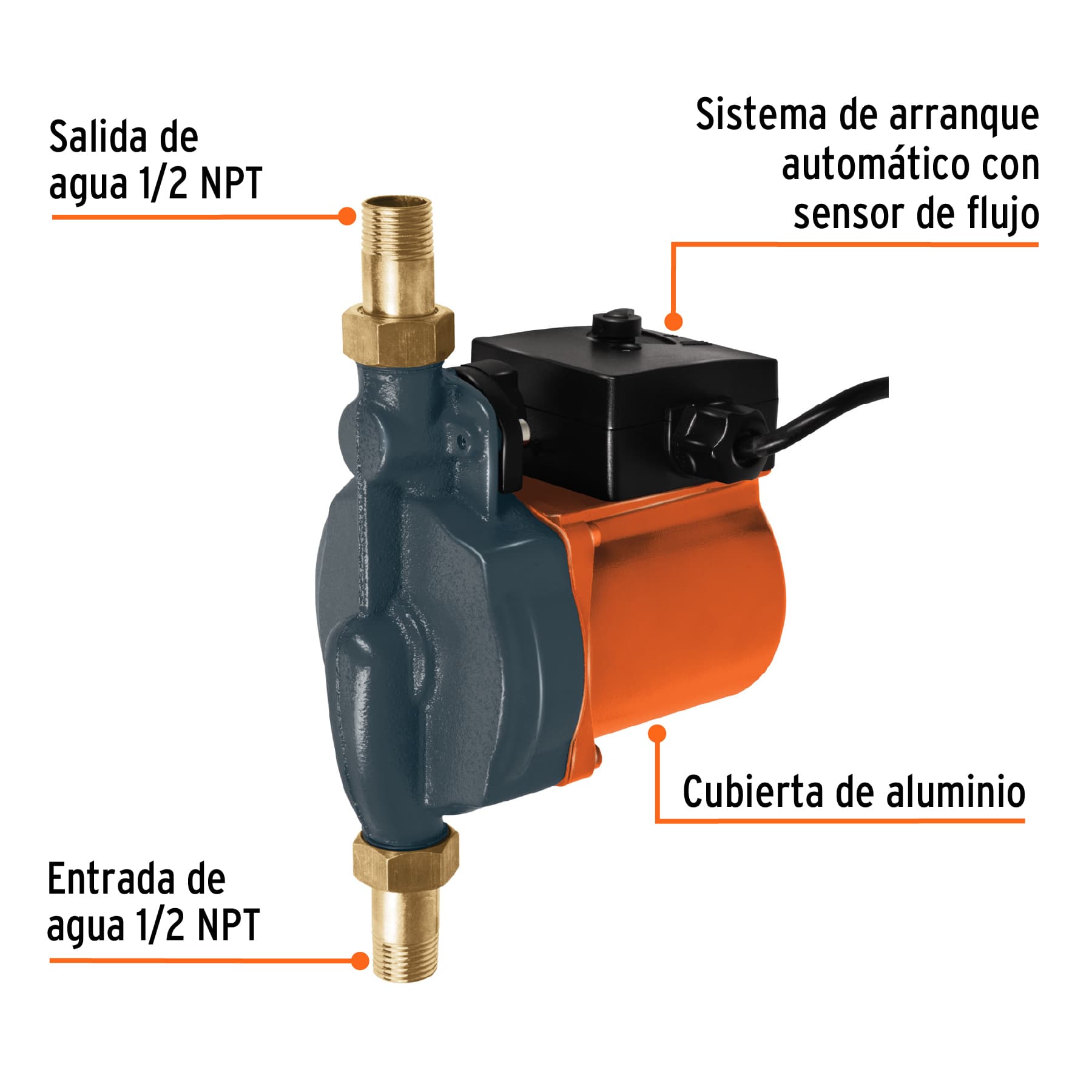 Bomba de agua con presurizador de 1/6 HP