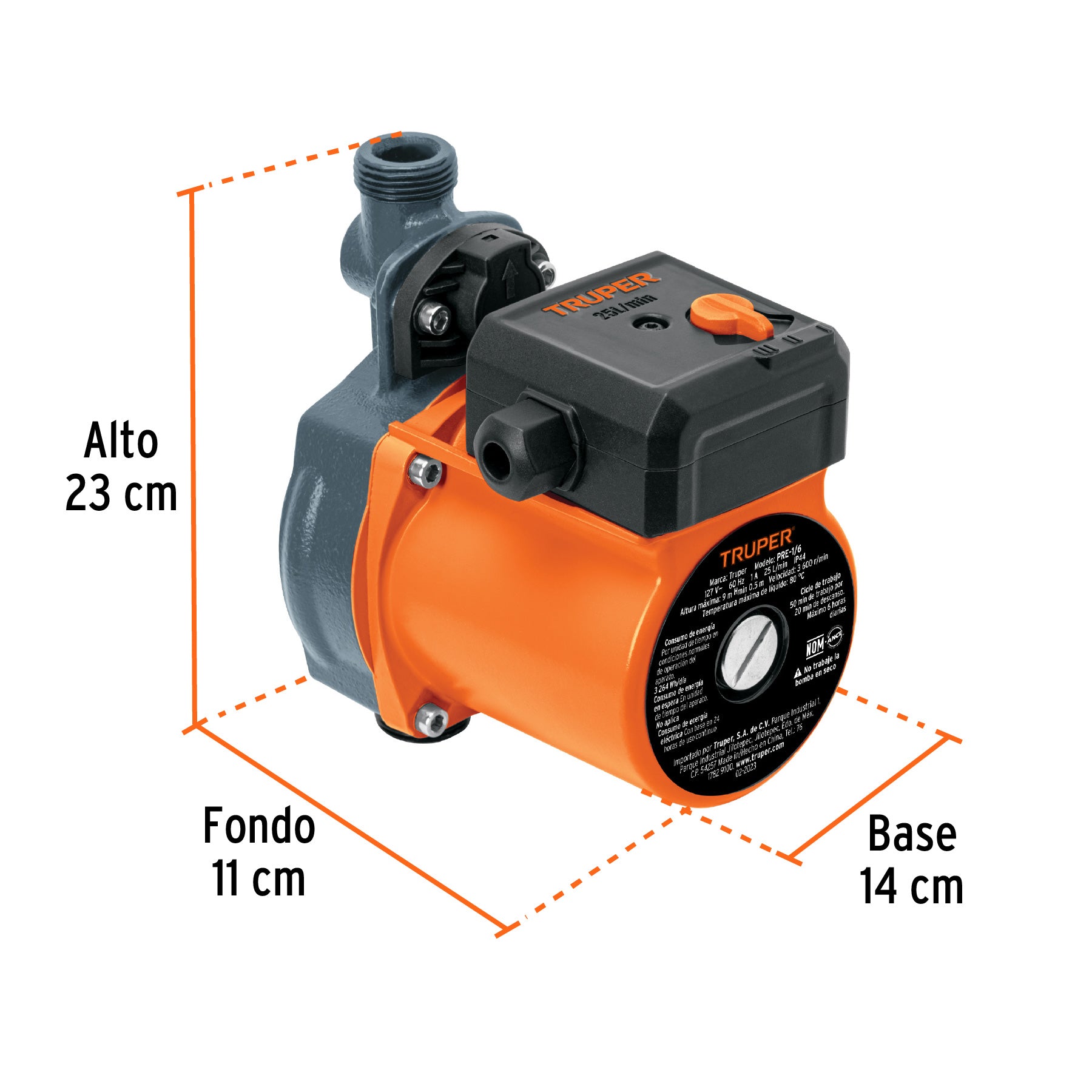 Bomba de agua con presurizador de 1/6 HP