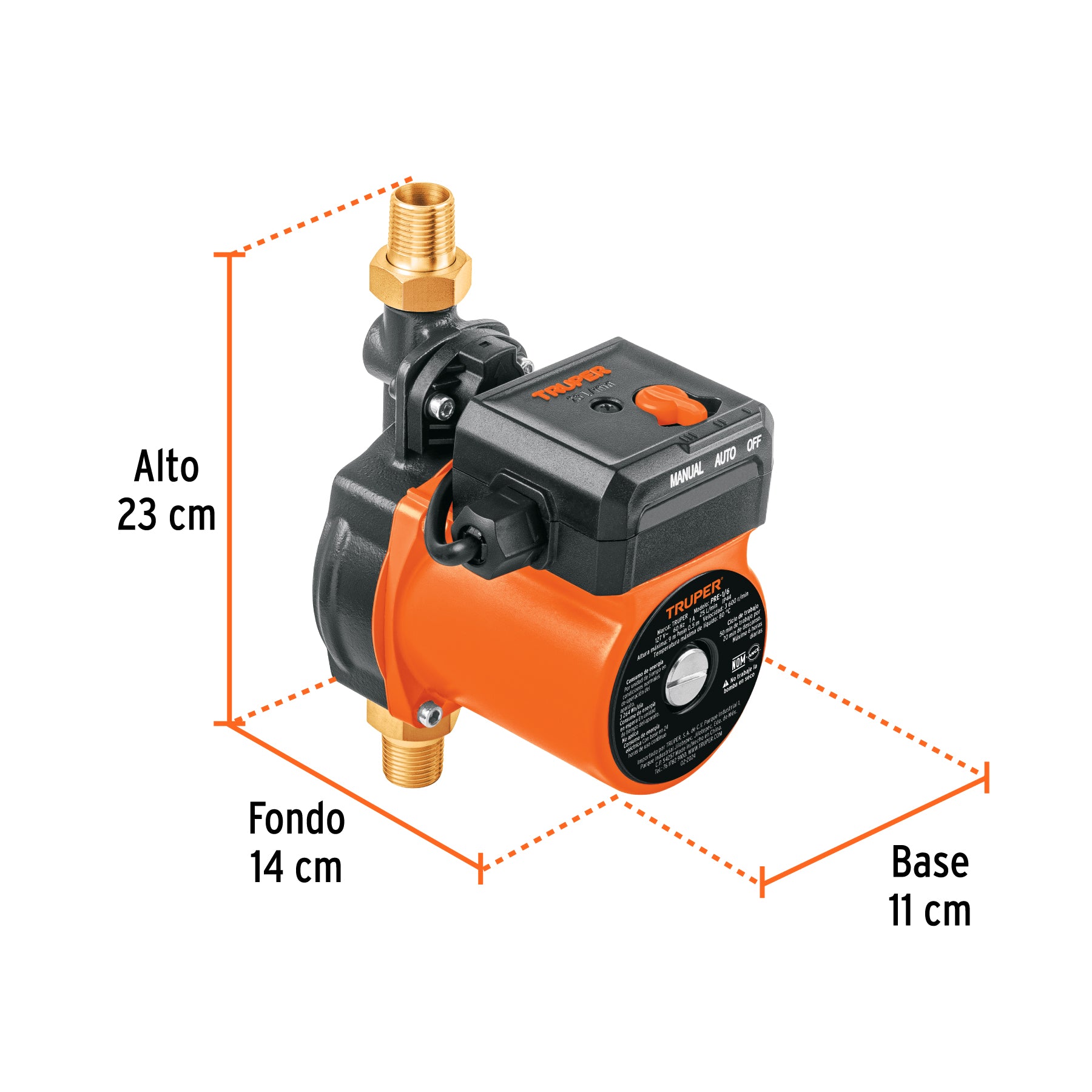 Bomba de agua con presurizador de 1/6 HP