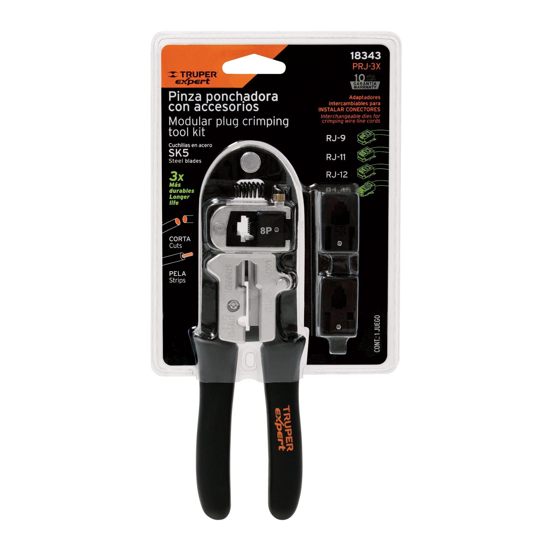Pinza ponchadora, módulos intercambiables