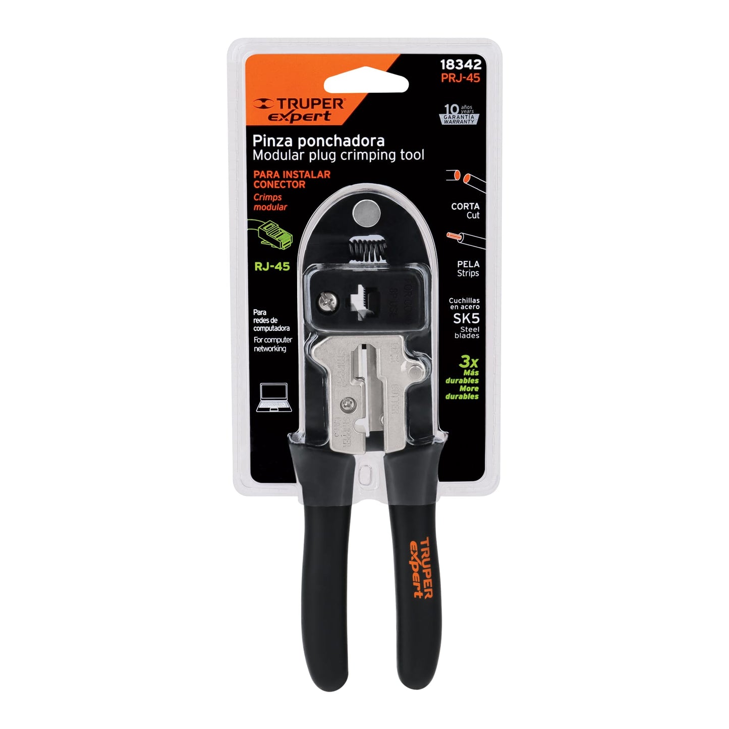 Pinza ponchadora, módulos intercambiables, cables rj-45
