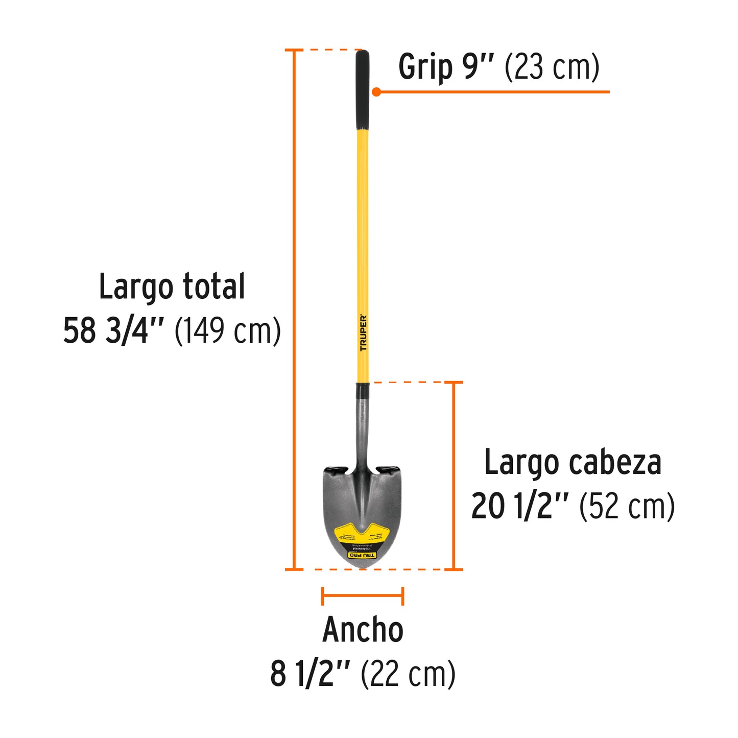 Pala tru glass redonda, mango largo