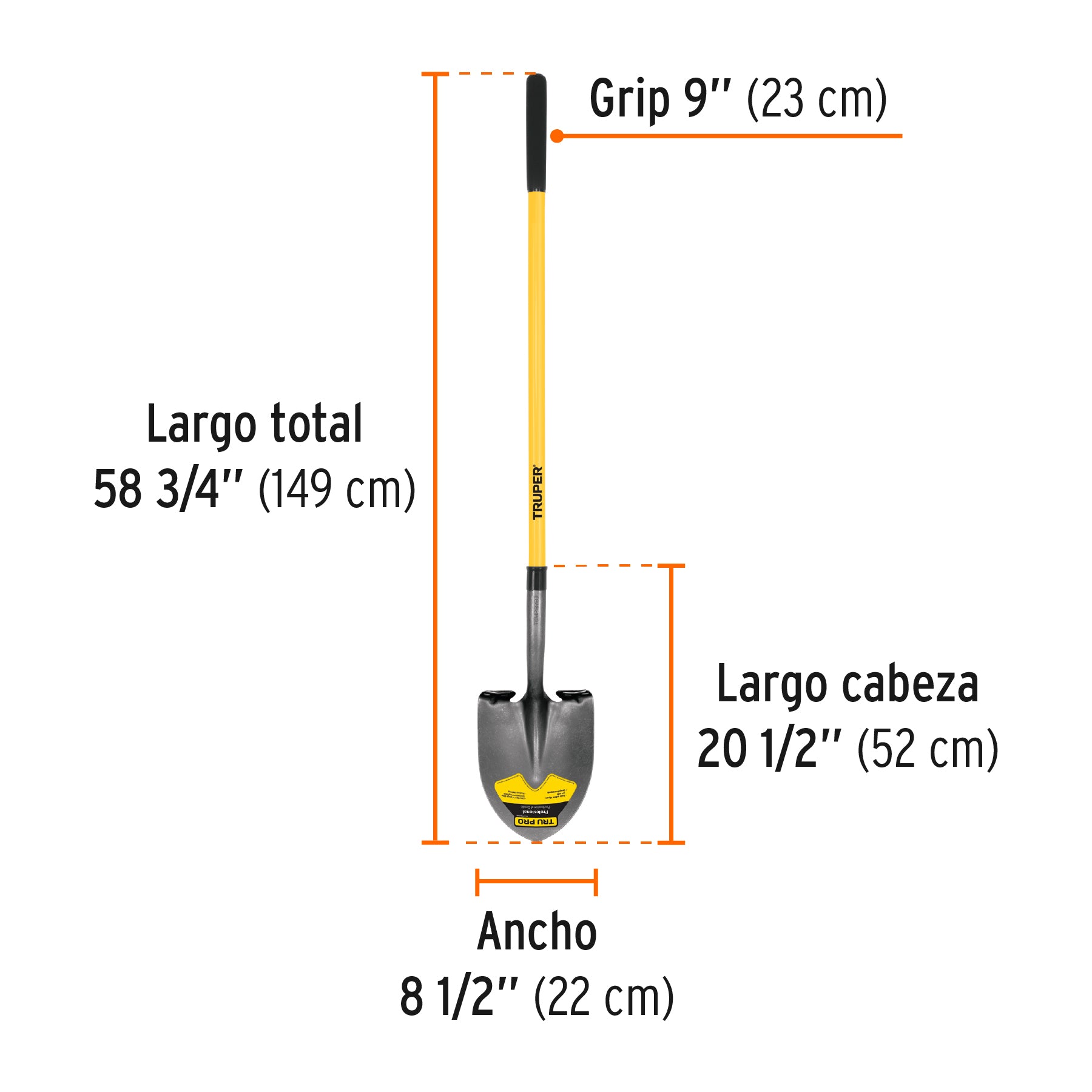 Pala tru glass redonda, mango largo