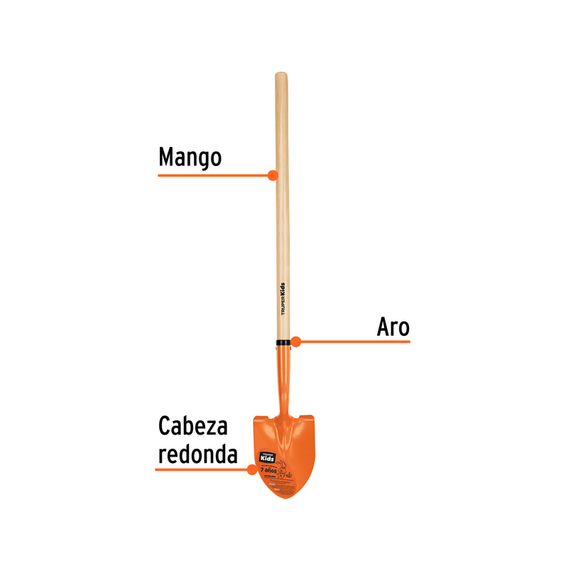 Pala redonda para niños, mango 30"