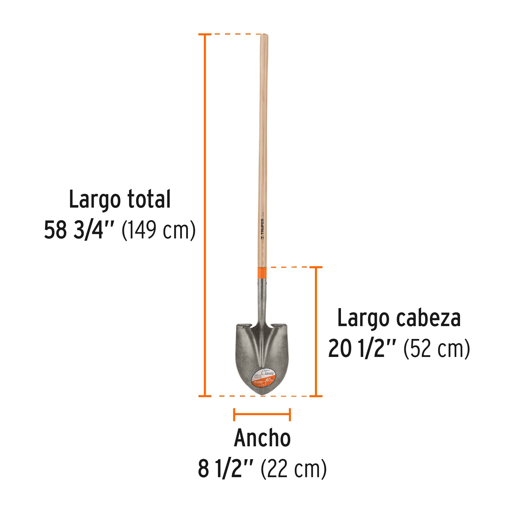 Pala classic redonda, mango largo