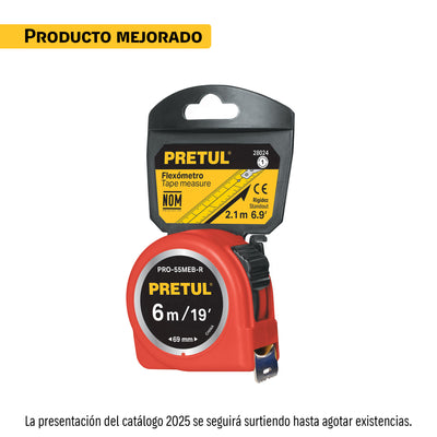 Flexómetro verde, 5.5 m,cinta 19 mm,Pretul, tarjeta plástica