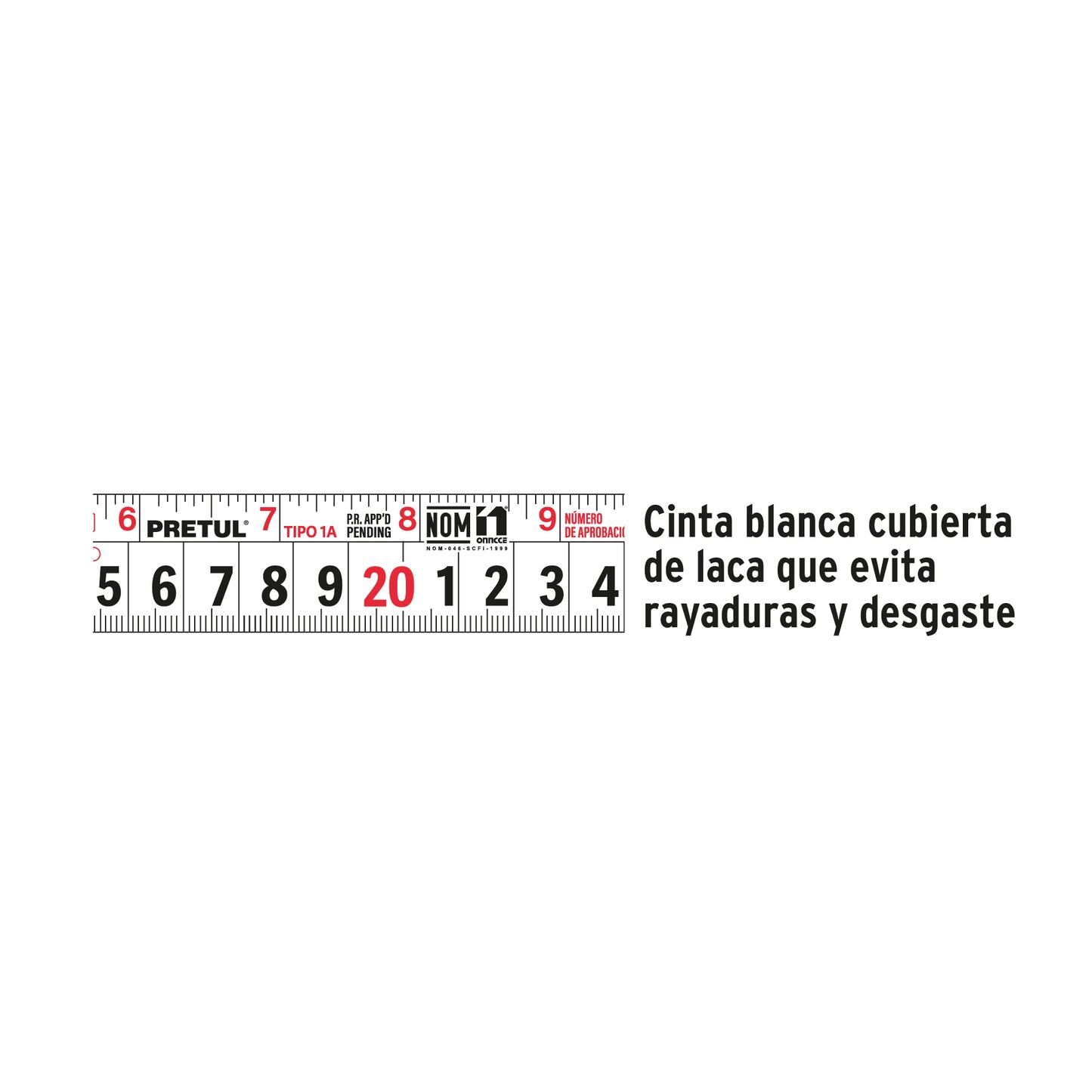 Flexómetro, rojo, 5 m, cinta 19 mm, Pretul, tarjeta plástica