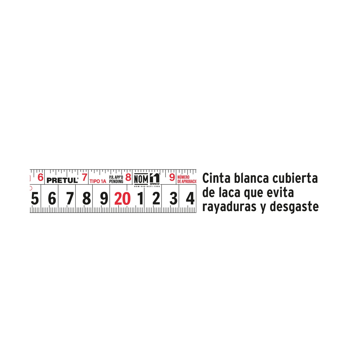 Flexómetro, amarillo, 5m,cinta 19mm, Pretul,tarjeta plástica