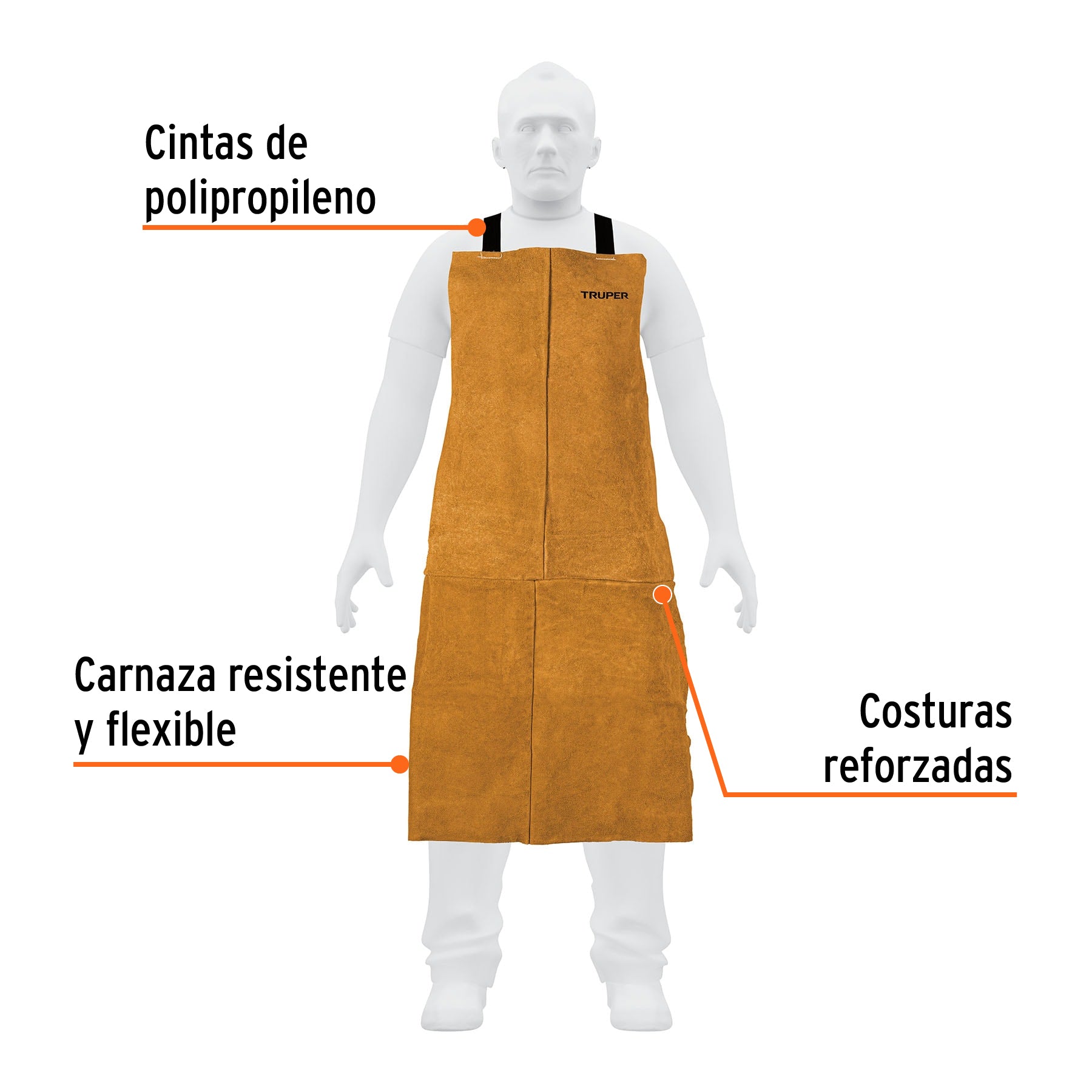 Protección para soldar, peto de carnaza