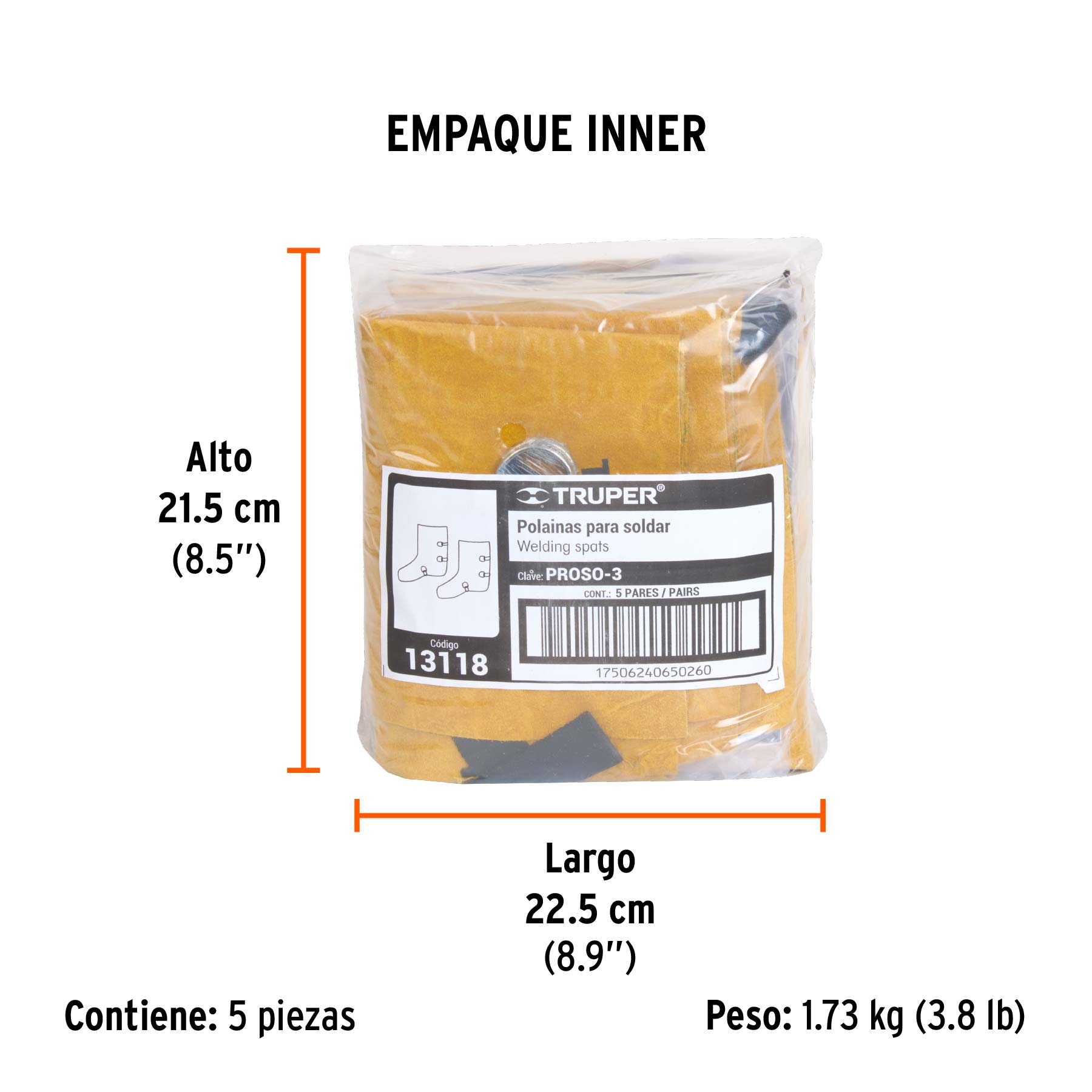 Protección para soldar, polainas de carnaza