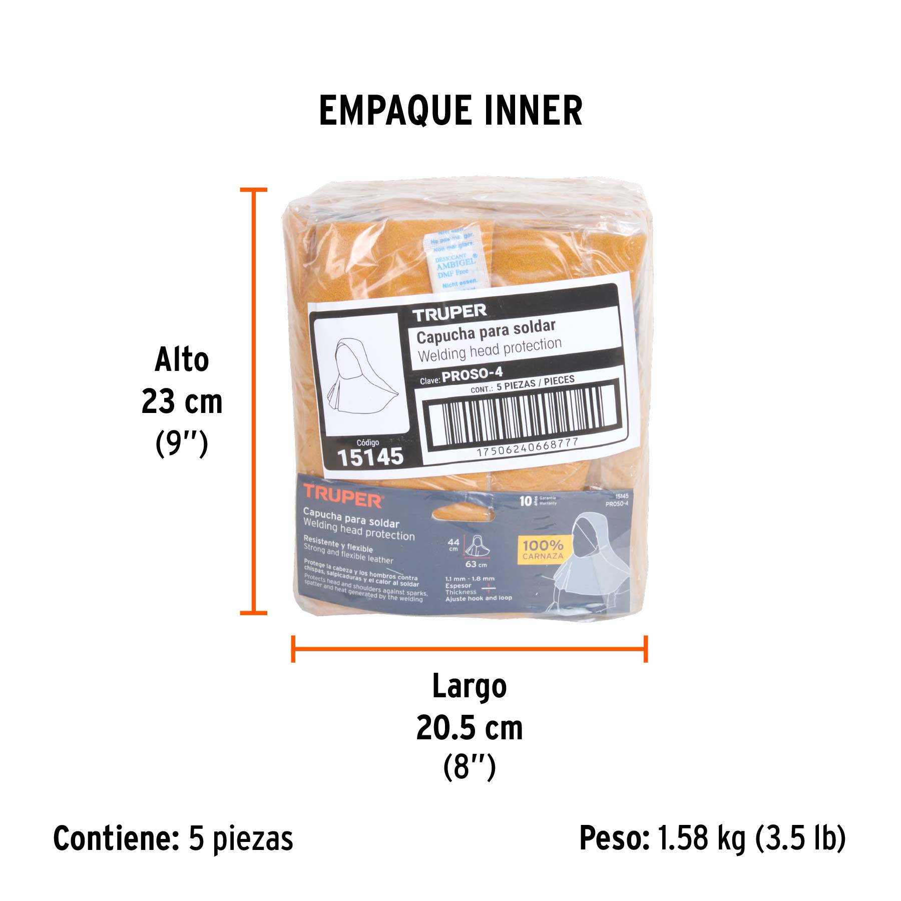 Protección para soldar, capucha carnaza