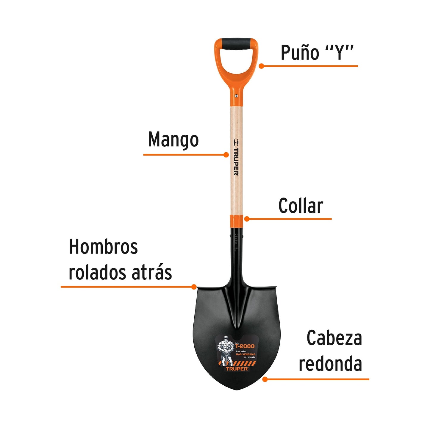 Pala redonda, tipo Colombia, # 4, mango "Y"