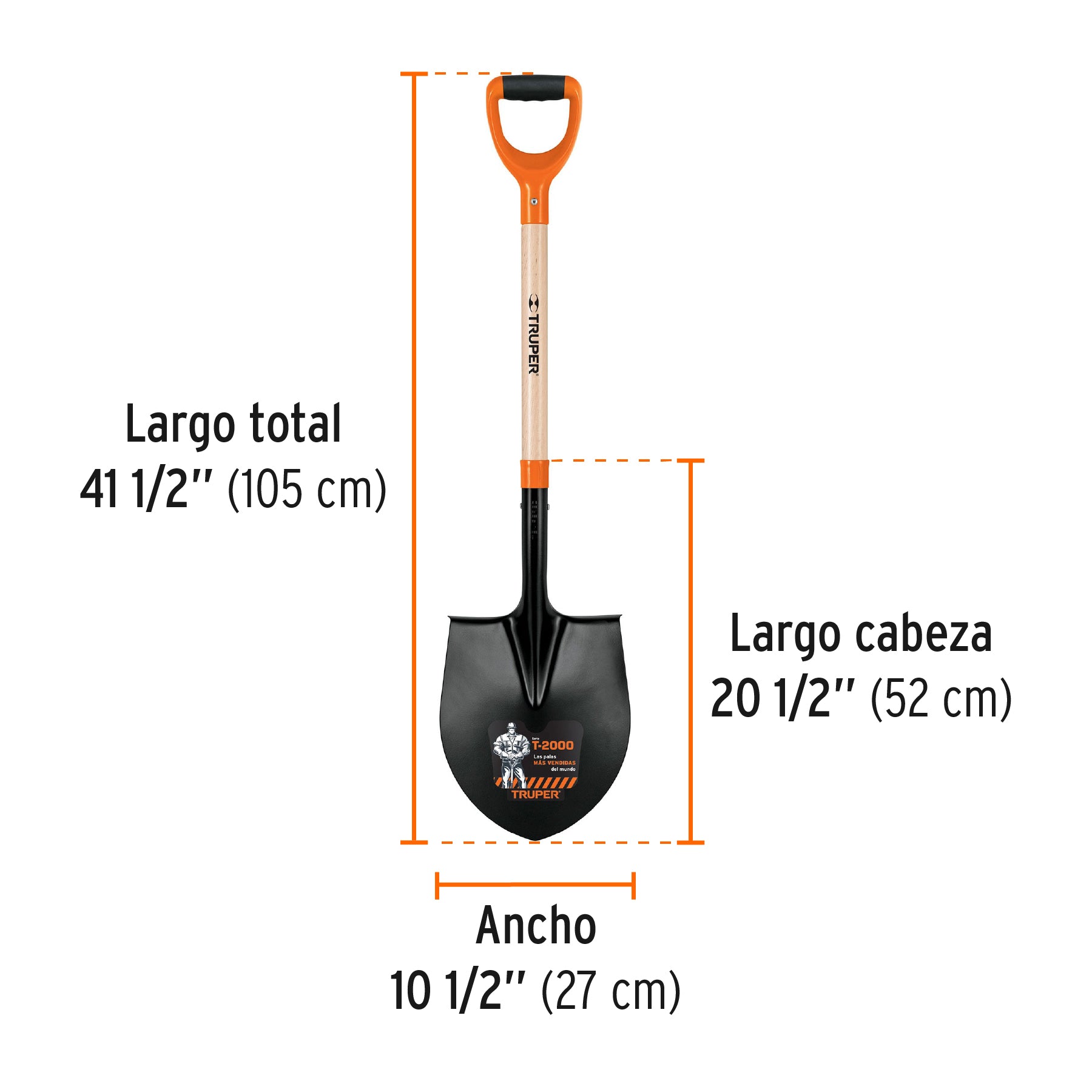 Pala redonda, tipo Colombia, # 4, mango "Y"