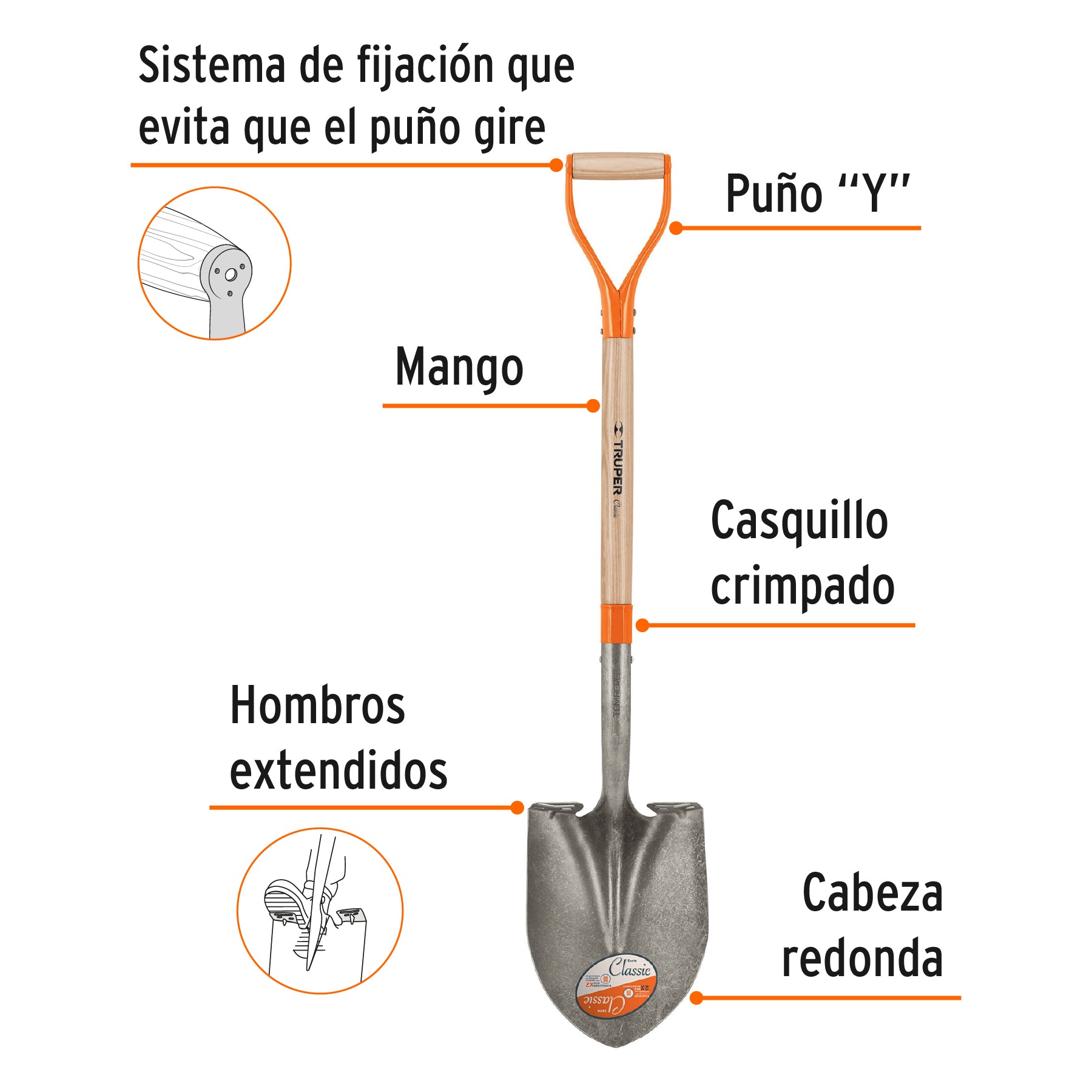Pala classic redonda, puño "y"