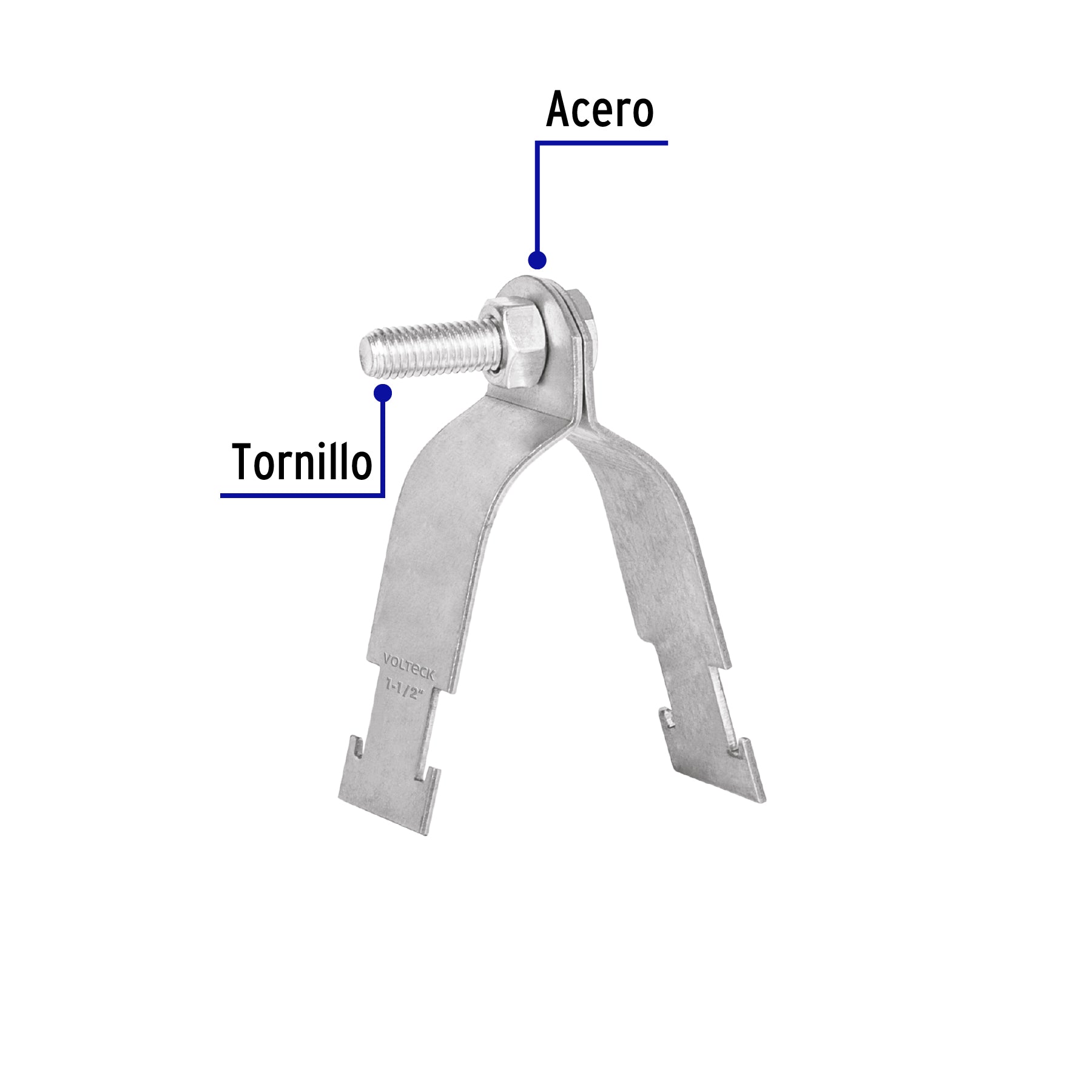 Abrazadera para unicanal de 1 1/2', Volteck